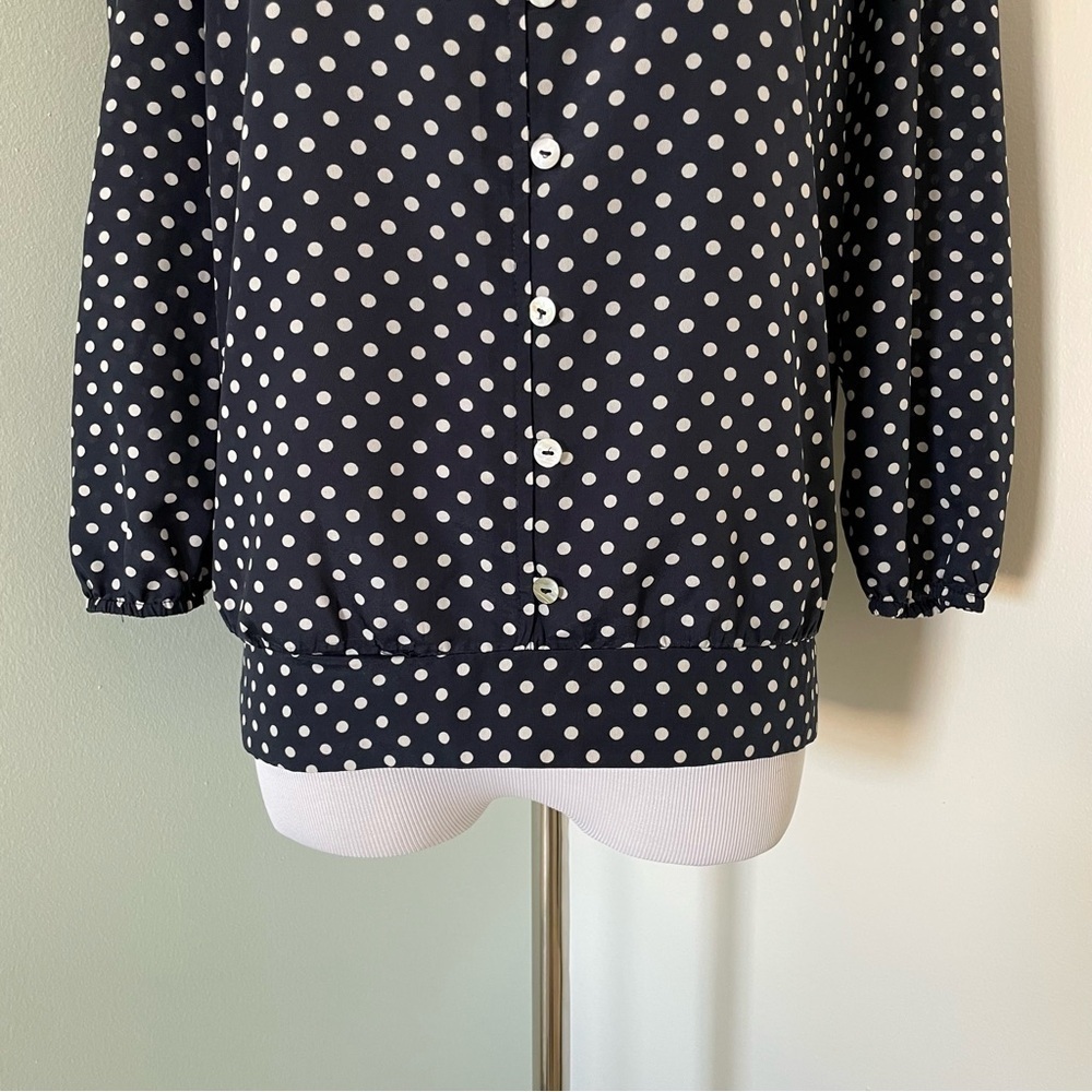The Limited Women’s Polka Dot 3/4 Sleeve Blouse Navy & White Size S - Picture 5 of 12
